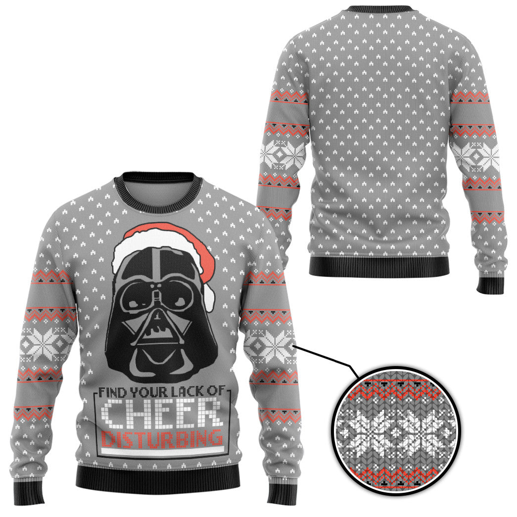 Darth Vader Star Wars White Xmas Knitting Pattern Red 3D Ugly