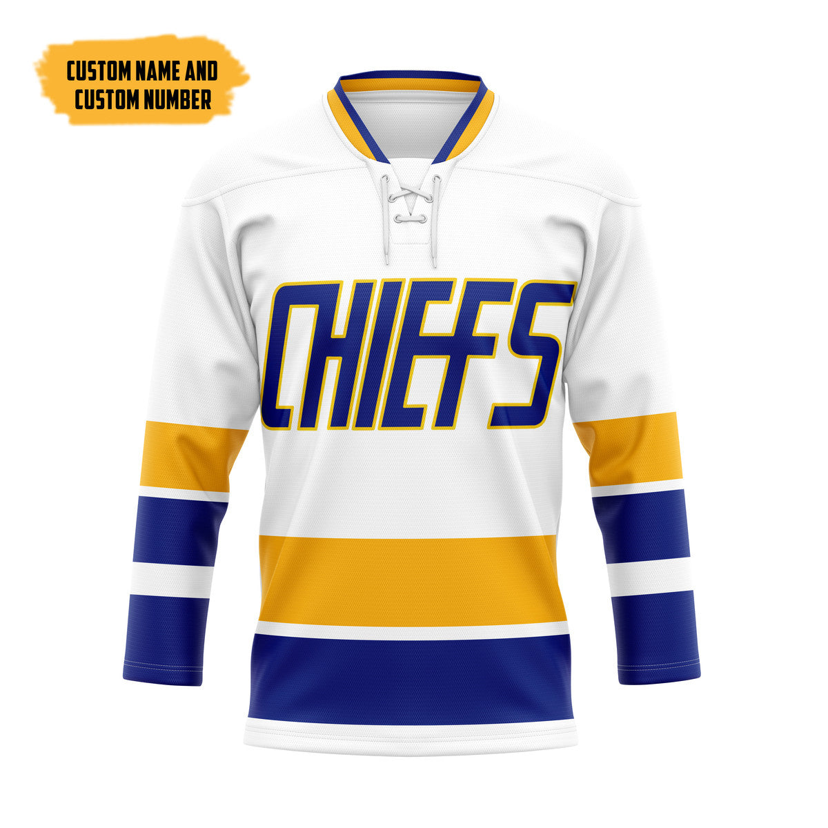 Gearhumans 3D SS Charlestown Chiefs Custom Name Custom Number Hockey J
