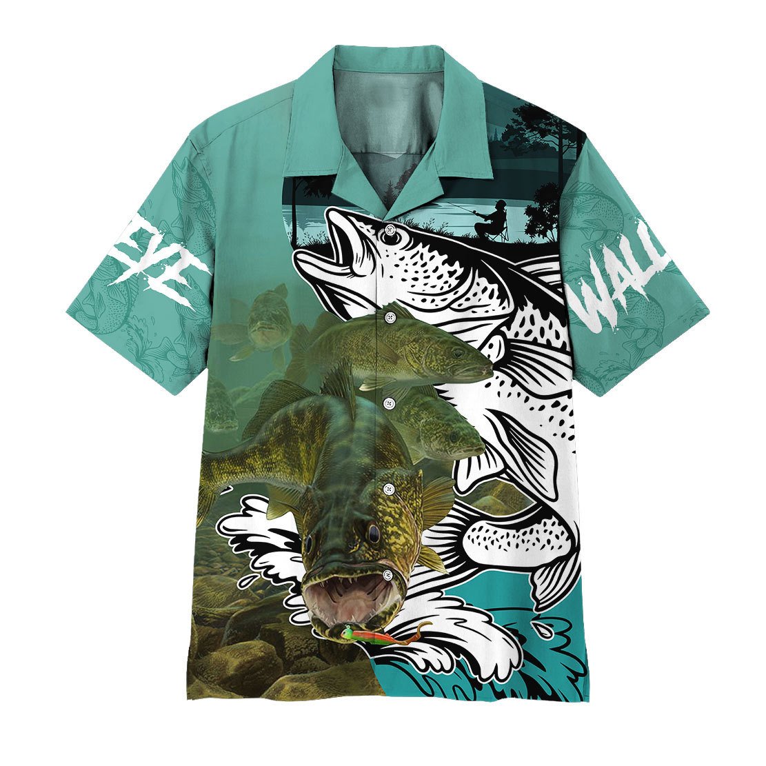 Gearhumans 3D Walleye Fishing Custom Hawaiian Shirt HAWAI Shirt / 5XL
