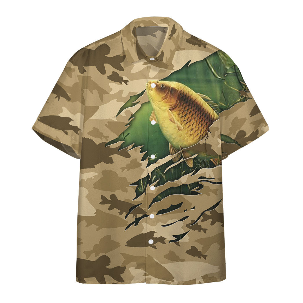 Gearhumans 3D Fishing American Flag Camo Pattern Custom Hawaii Shirt, HAWAI Shirt / M Short Sleeve Short, Hawaiian Shirts for Men