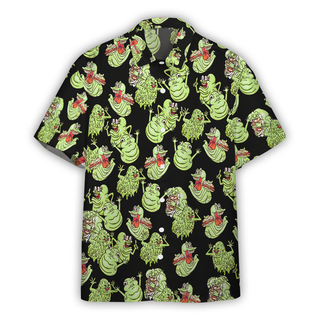 Gearhumans 3D Ghostbusters Green Slimer Custom Hawaiian Shirt