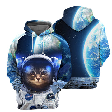 Gearhumans Astronaut Cat - 3D All Over Printed Shirt