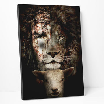 Gearhumans 3D Jesus Lamb Of God And Lion Of Judah Custom Canvas
