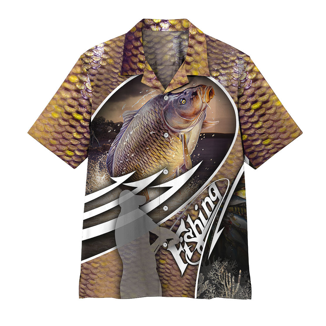 Gearhumans 3D Carp Fishing Hawaii Shirt Short Sleeve Shirt / S