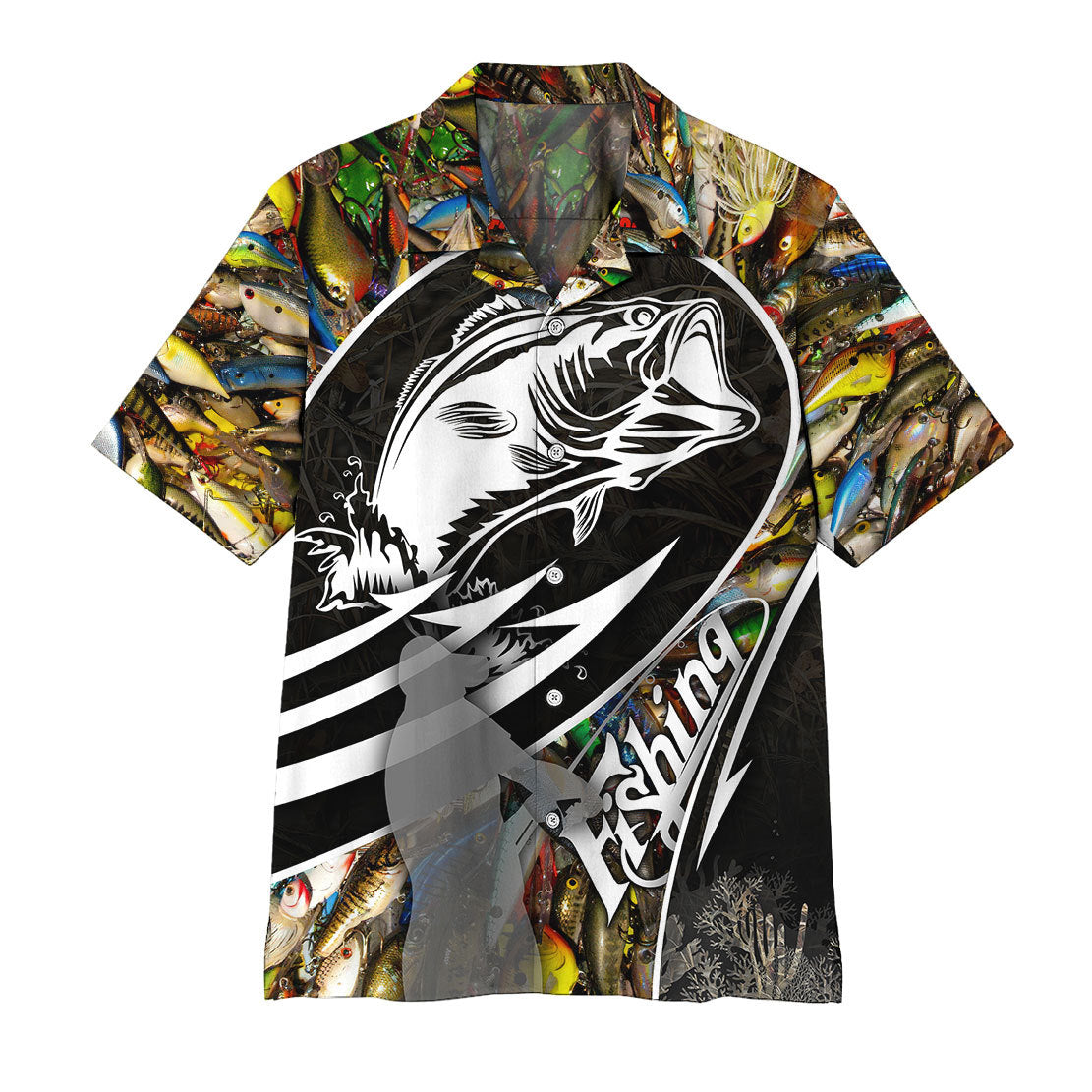 Gearhumans 3D Fishing Hawaii Shirt, Short Sleeve Shirt / XL Short Sleeve Short, Hawaiian Shirts for Men