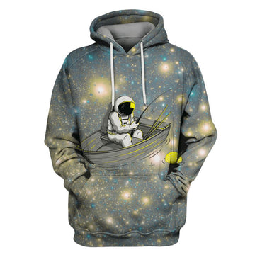 Gearhumans Astronaut Fishing OuterSpace Custom T-shirt - Hoodies Apparel