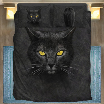 Gearhumans 3D Black Cat Custom Bedding Set