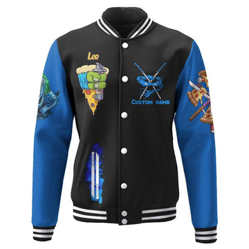 Gearhumans 3D Blue Leonardo TMNT Leo Cosplay Custom Name Baseball Jacket