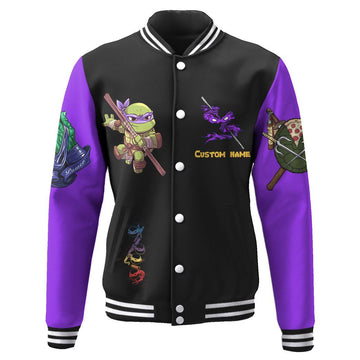 Gearhumans 3D Donatello TMNT Don Donnie Cosplay Purple Custom Name Baseball Jacket