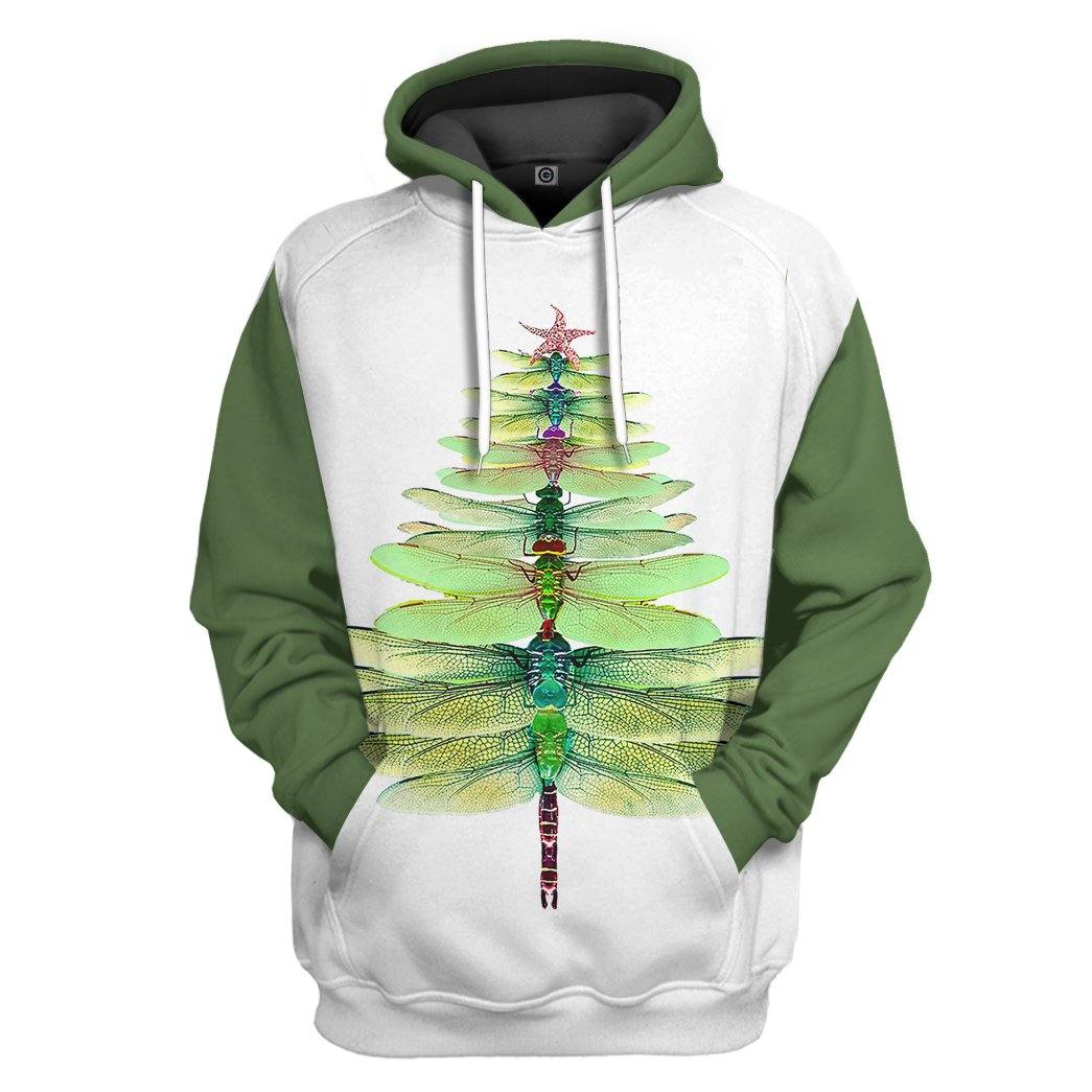 Gearhumans 3D Dragonfly Christmas Tree Custom Tshirt Hoodie Apparel