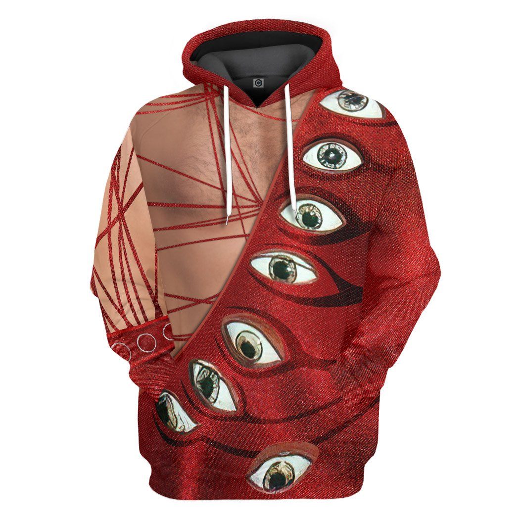 Gearhumans 3D Freddie Mercury Eyeball Suit Custom Hoodie Apparel, Hoodie / 3XL