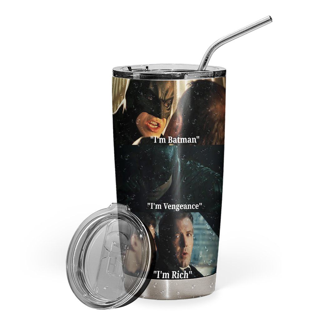 Gearhumans 3D I Am Batman Vengeance Custom Design Vacuum Insulated Tum