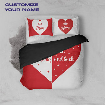 Gearhumans 3D I Love You To The Moon King & Queen Custom Name Bedding Set