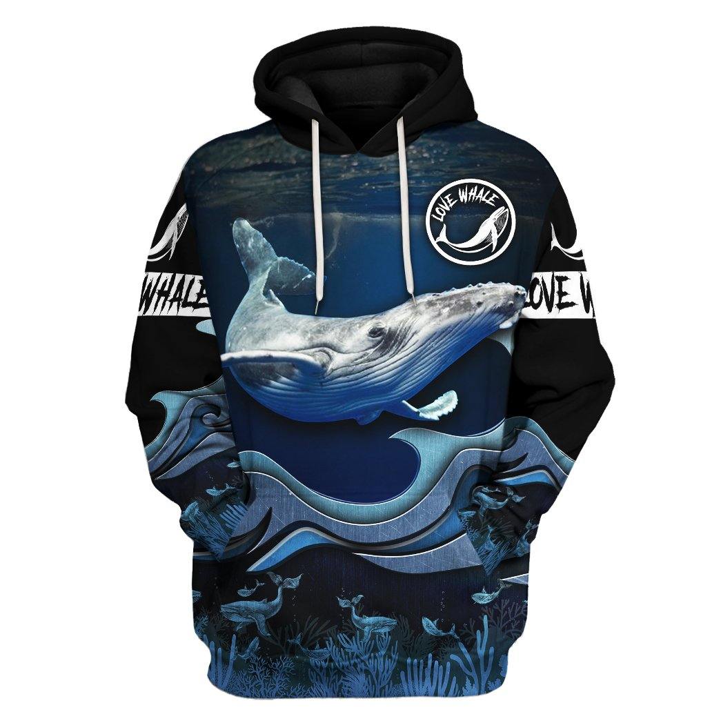 Gearhumans 3D Love Whale Watching Custom Tshirt Hoodie Apparel, Hoodie / S