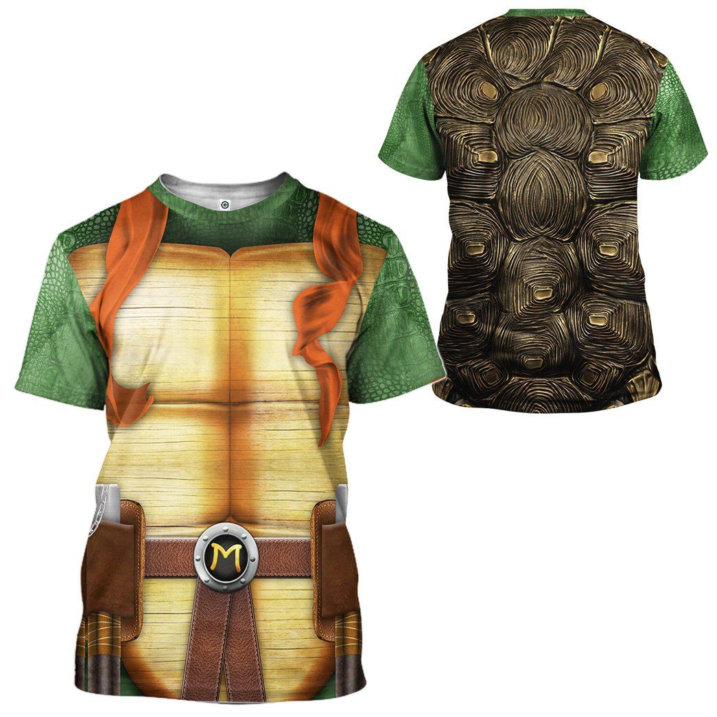 Gearhuman 3D Michelangelo TMNT Mike Mikey Cosplay Custom Tshirt Hoodie Apparel GV31121 3D Apparel 