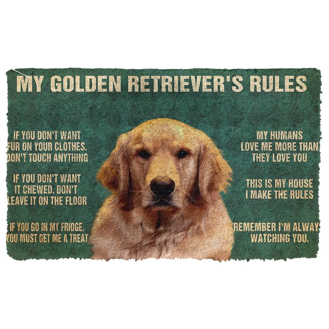 Golden Retriever Dogs House Rules Doormat - shop easily