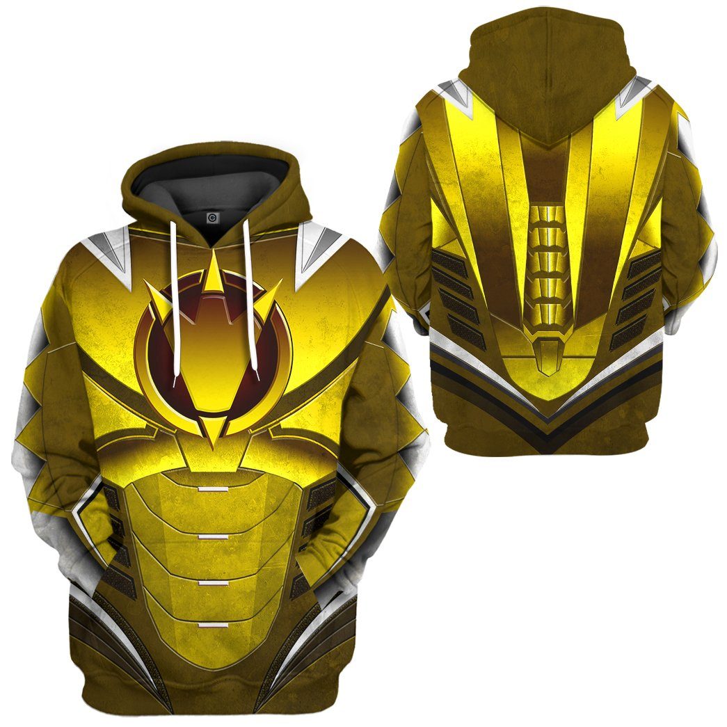 Gearhumans 3D Power Ranger Dino Thunder Yellow Custom Tshirt Hoodie Ap