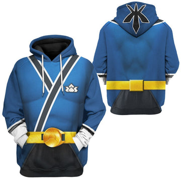 Gearhumans 3D Power Rangers Samurai Blue Custom Tshirt Hoodie Apparel
