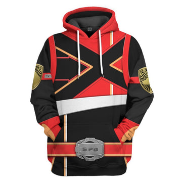 Gearhumans 3D Power Rangers S.P.D Red Soul Of The Dragon Tshirt Hoodie Apparel