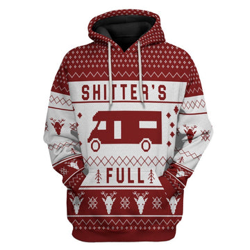 Gearhumans 3D Shitters Full Ugly Christmas Sweater Red Custom Hoodie Apparel