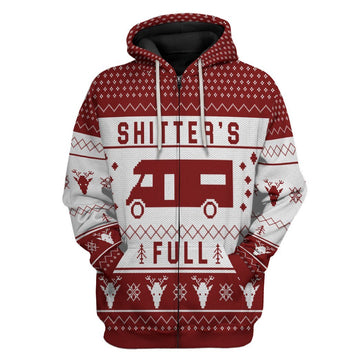Gearhumans 3D Shitters Full Ugly Christmas Sweater Red Custom Hoodie Apparel