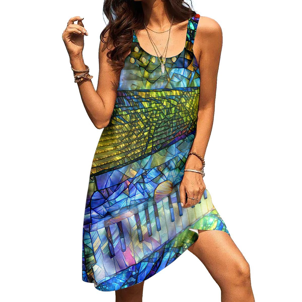stained glass dress BlackMilk | Basilica Of Saint-Denis Velvet Scoop Mini Strappy Dress | Black main image 0