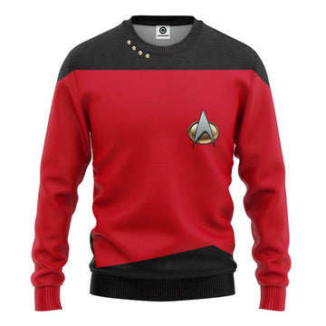 Gearhumans 3D Star Trek The Next Generation 1987 1994 Red Custom Tshirt Hoodie Apparel
