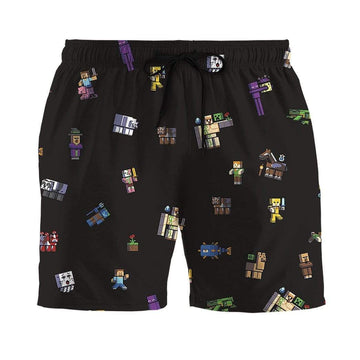 Gearhumans 2D Minecraft Characters Custom Beach Shorts GS100613 Men Shorts Men Shorts S 