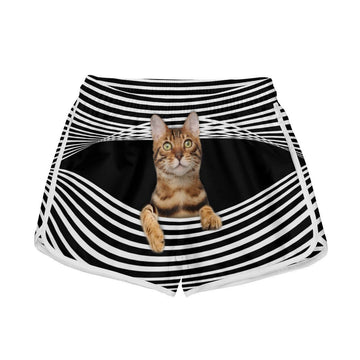 Gearhumans 3D Bengal Cat Stripes Custom Women Beach Shorts Swim Trunk