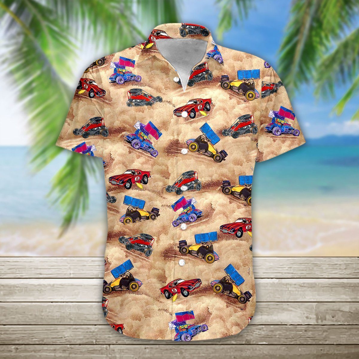 Gearhumans 3D Dirt Track Racing Hawaii Shirt hawaii Short Sleeve Shirt S