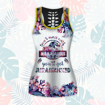 Gearhumans 3D Dont Mess With Mamasaurus Mothers Day Gift Custom Hollow Tank Top