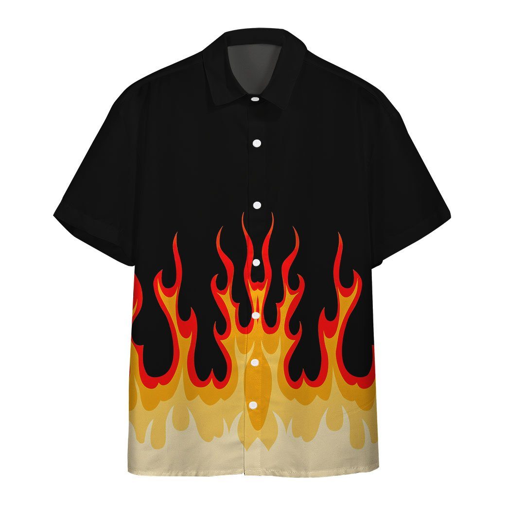 in flames gear Gearhumans 3D Fire Hot Rod Flames Custom Short Sleeve Shirt