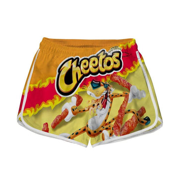 Gearhumans 3D Flaming Hot Cheetos Custom Beach Shorts swim trunks women