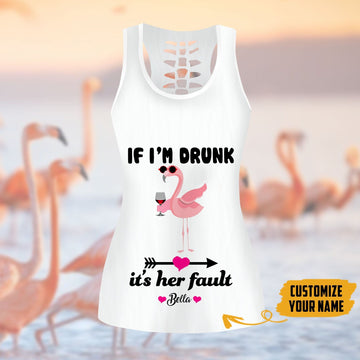 Gearhumans 3D Flamingo If Im Drunk Its Her Fault Custom Name Hollow Tank Top