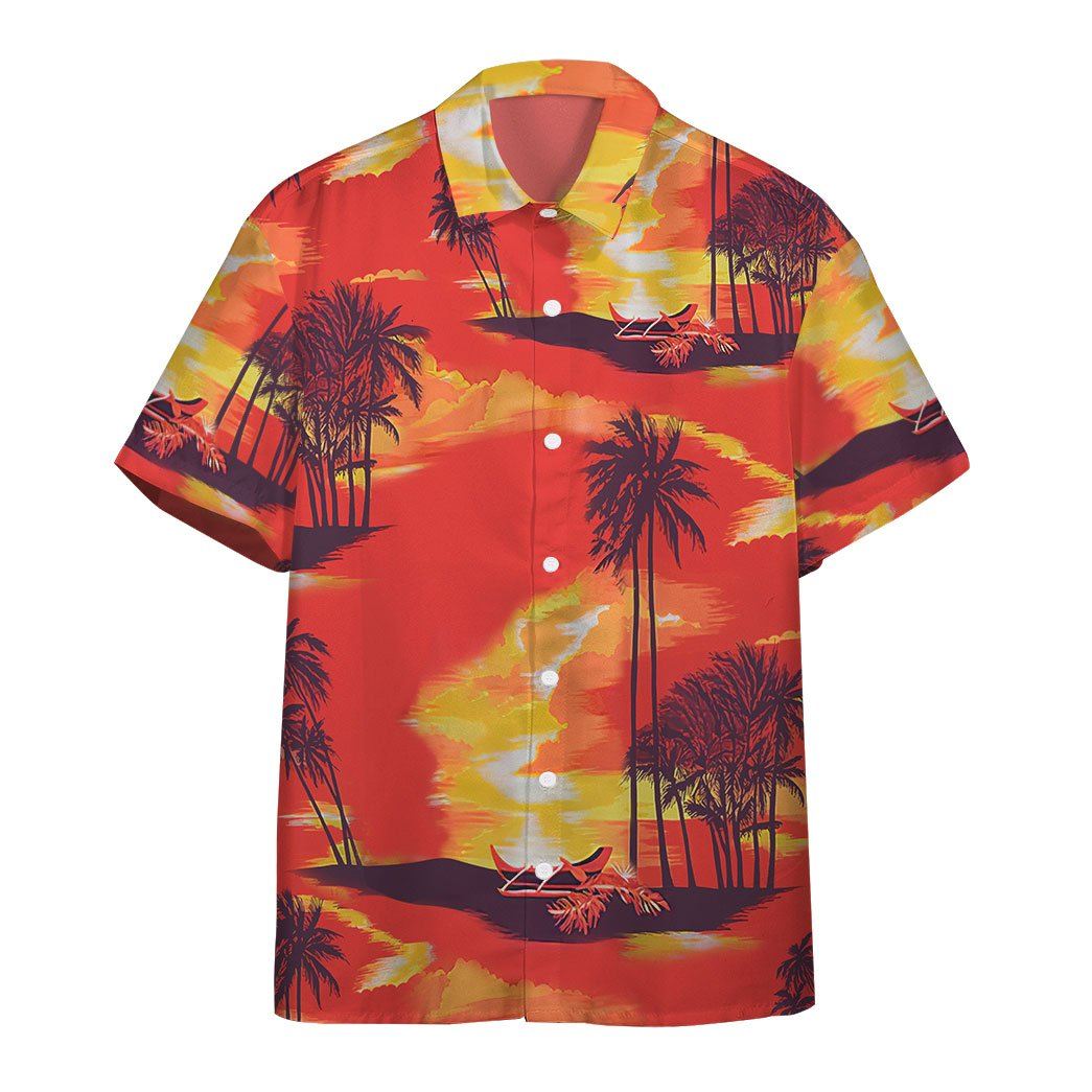 Cheap Custom Red Black-Yellow 3D Pattern Design Sun Beach Hawaii