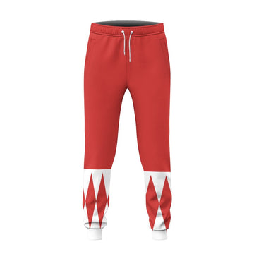Gearhumans 3D Mighty Morphin Red Power Rangers Custom Sweatpants