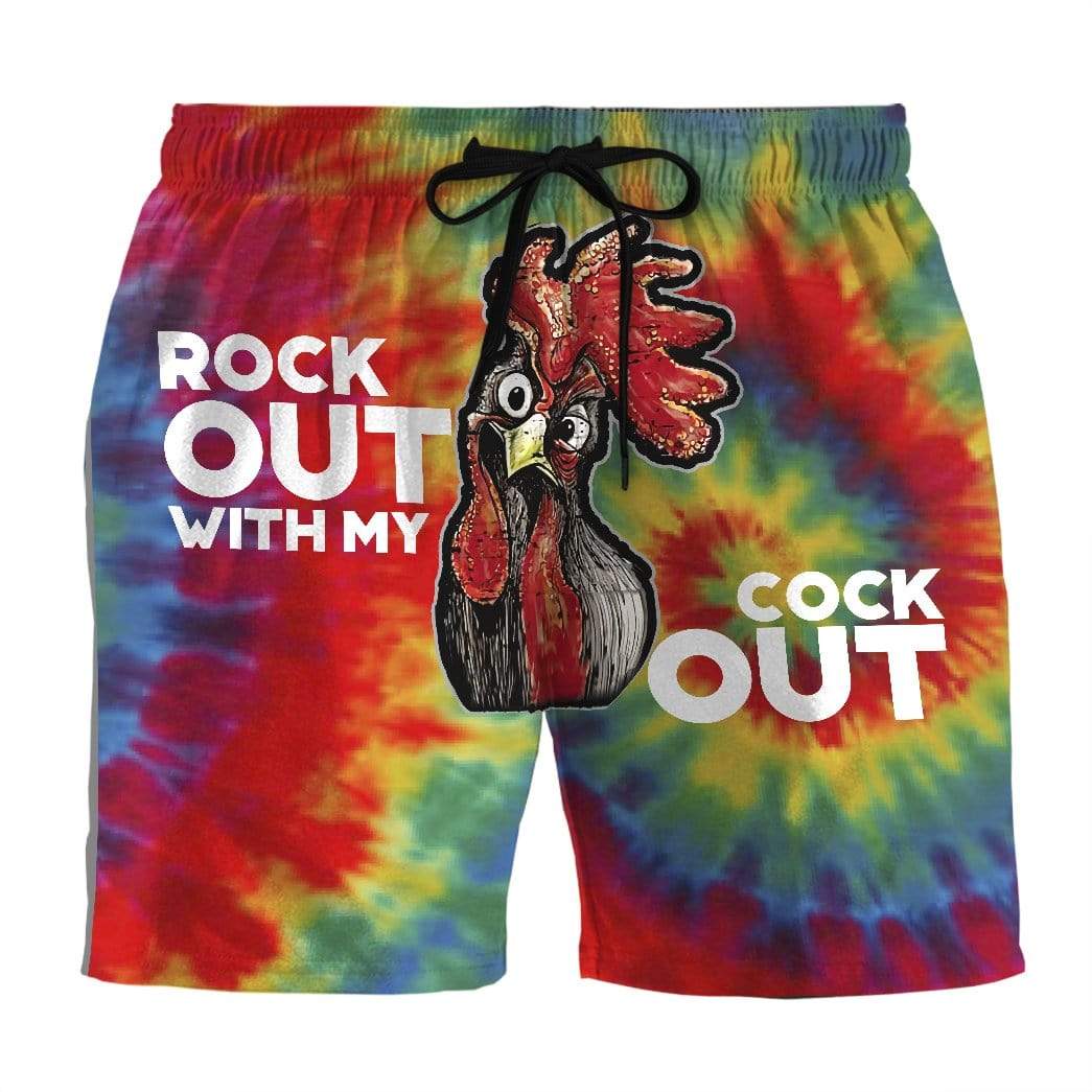 Gearhumans 3D Rock Out With My Cock Out Custom Beach Shorts