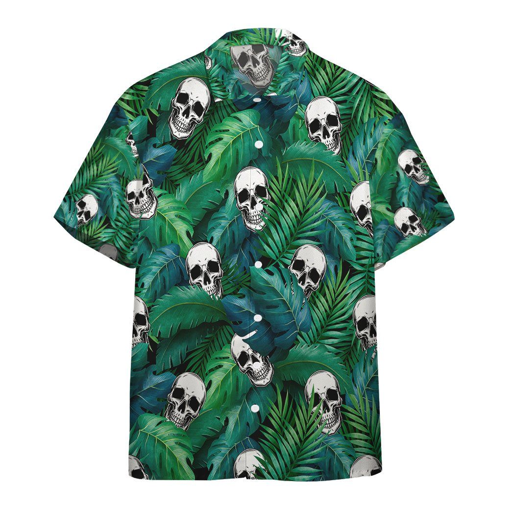Gearhumans 3D Skull Tropical Hawaiian Custom Short Sleeve Shirt
