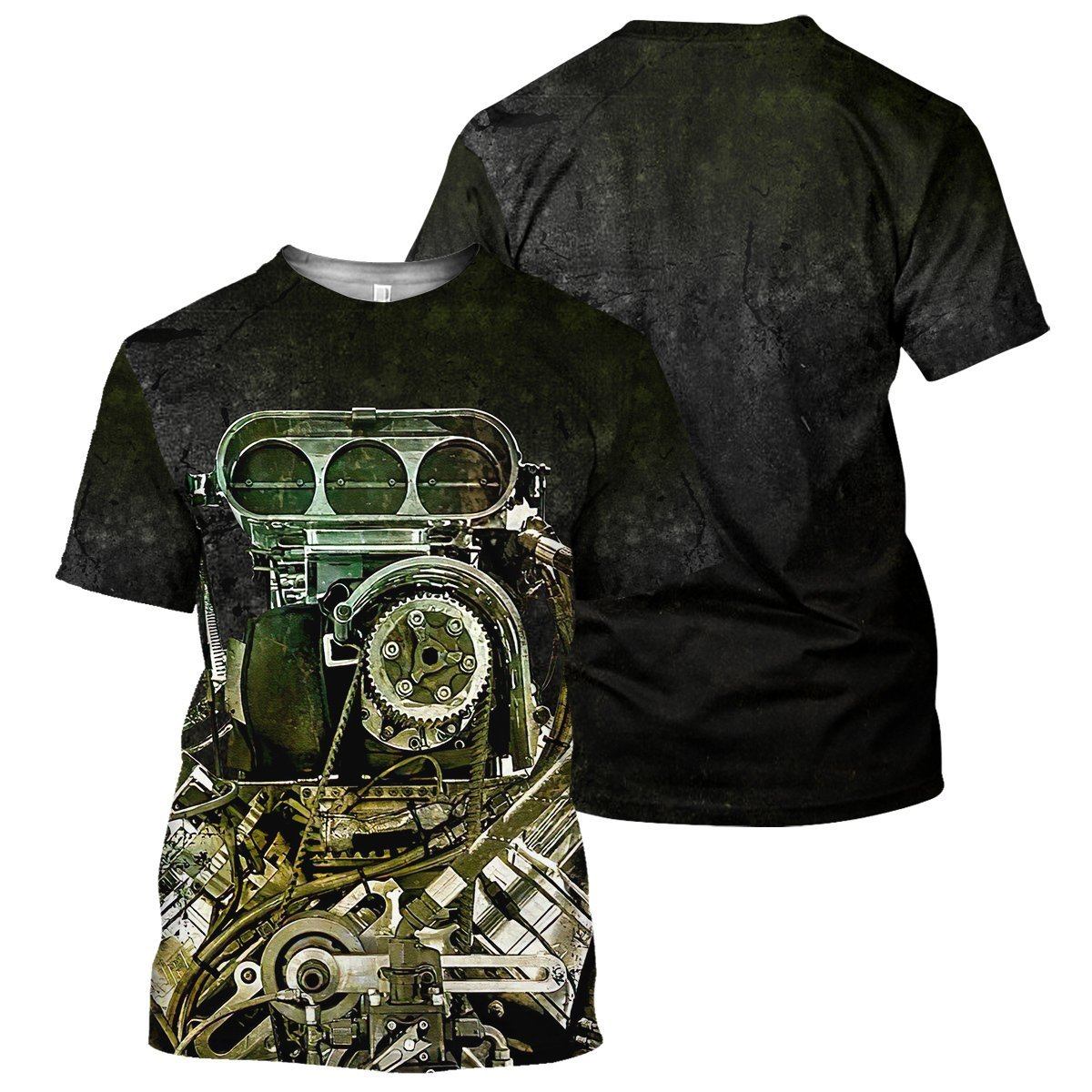 Gearhumans Black Drag Racing - 3D All Over Printed Shirt shirt 3D Apparel T-SHIRT S 