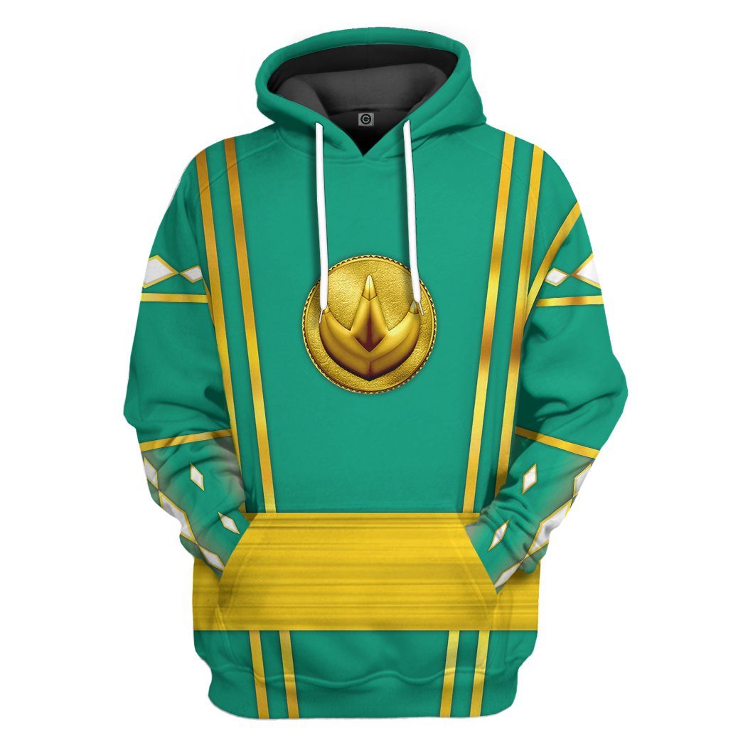 CustomsPig Power Rangers Turbo Green Costumes Hoodie Sweatshirt T-shir