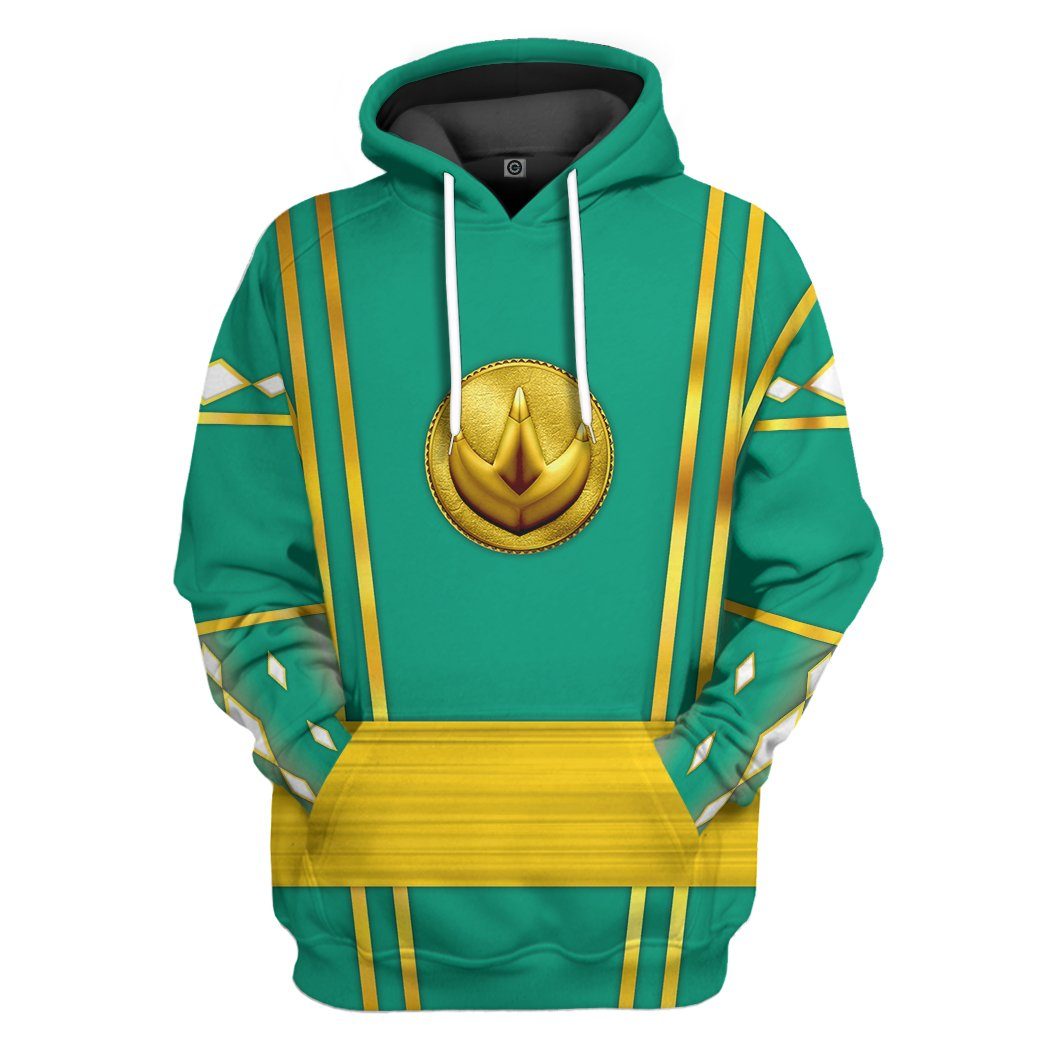 gear humans Gearhumans 3D Green Ninja Mighty Morphin Power Rangers Custom Tshirt Hoodie Apparel