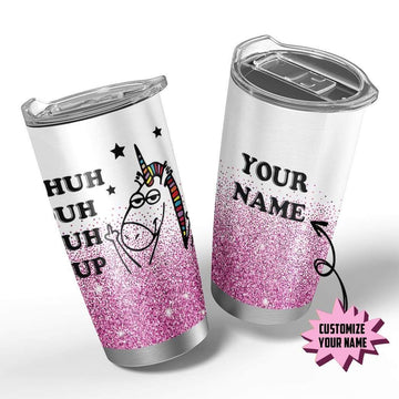 Gearhumans 3D Shuh Duh Fuh Cup Unicorn Custom Name Design Vacuum Insulated Glitter Tumbler