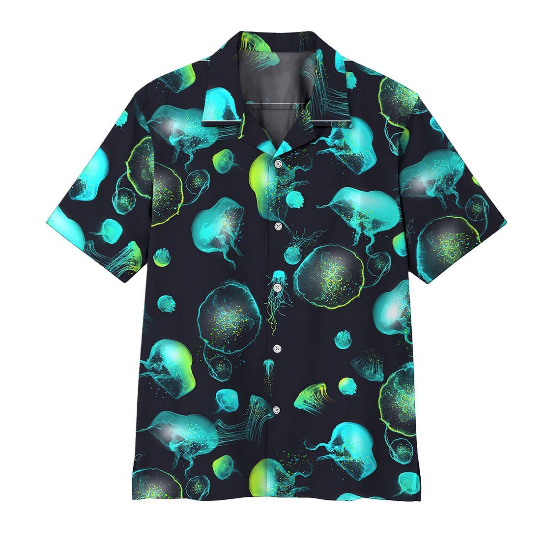 jellyfish dress shirt Jellyfish Green with Alien Casual Prints Premium Cotton Shirt For Men, 16in / 40cm / M / Full Sleeves