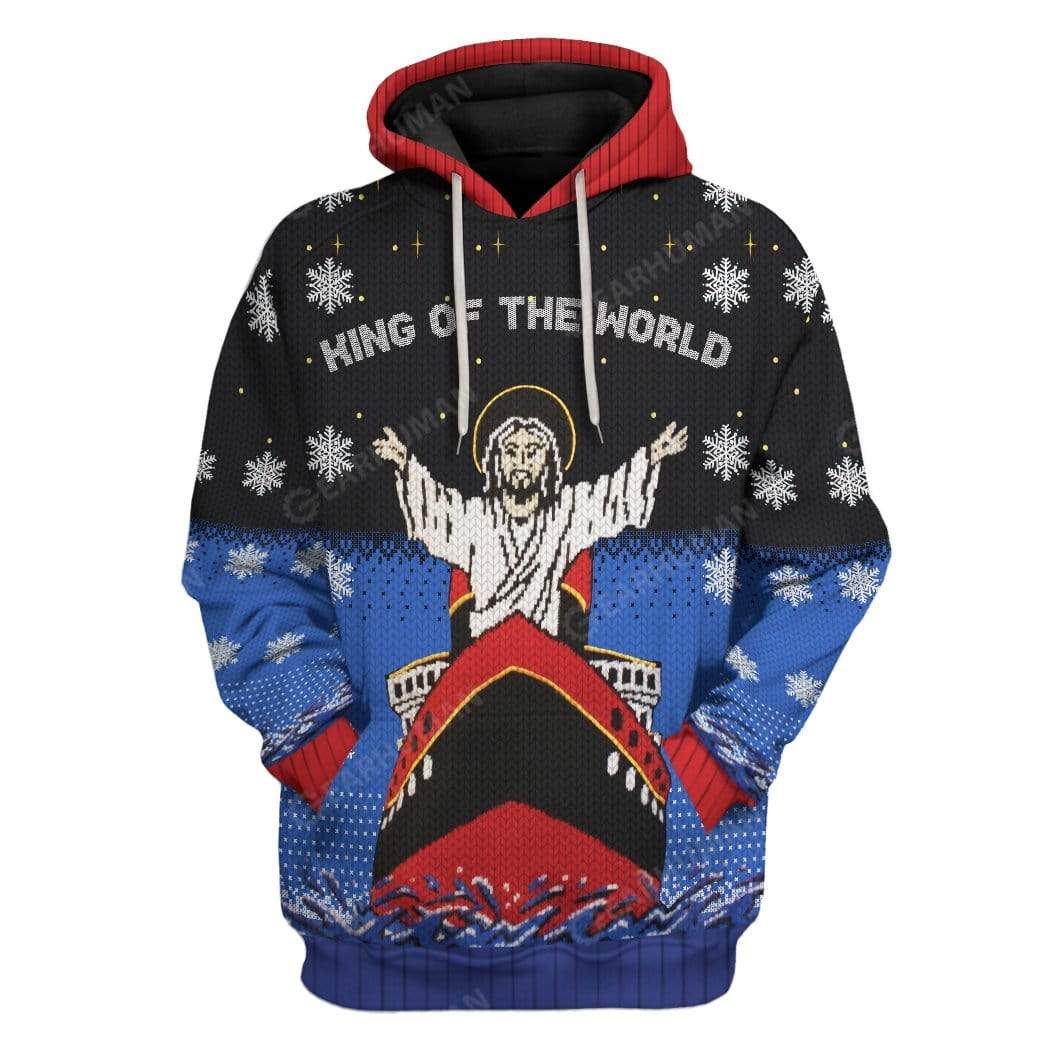 Gearhumans Ugly Christmas Titanic Jesus King Of The World Custom T-Shi