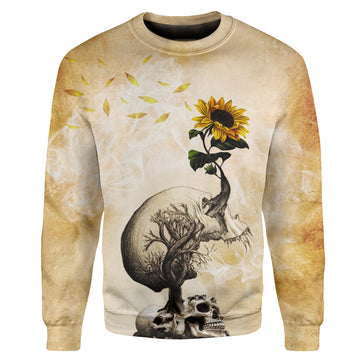 Gearhumans Custom T-shirt - Hoodies Skull And Sunflower