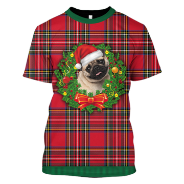 Gearhumans Pug On Christmas Custom T-shirt - Hoodies Apparel