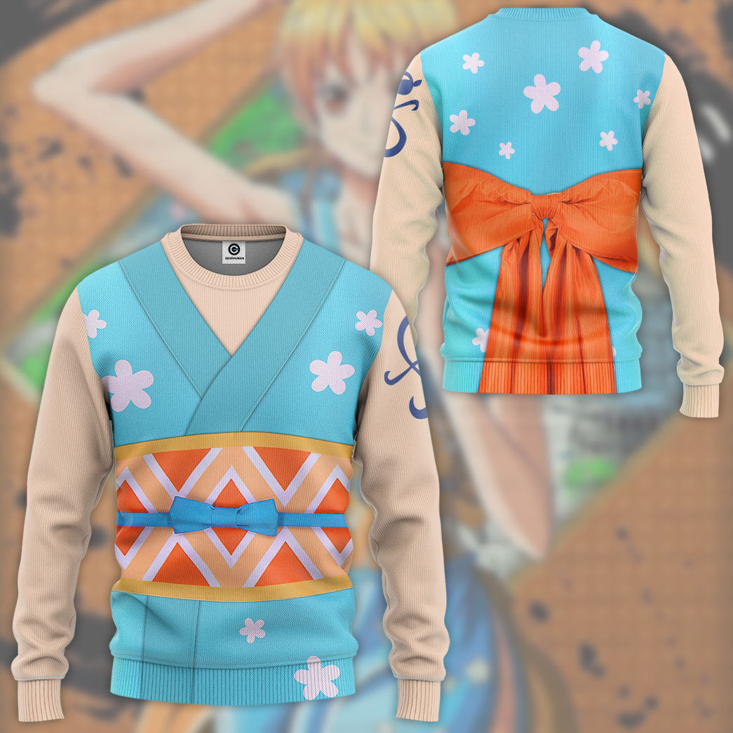 Gearhumans 3D One Piece Nami The Wano Country Arc Custom Hoodie Tshirt