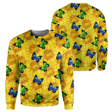Gearhumans Sunflower Butterflies - 3D All Over Printed Shirt