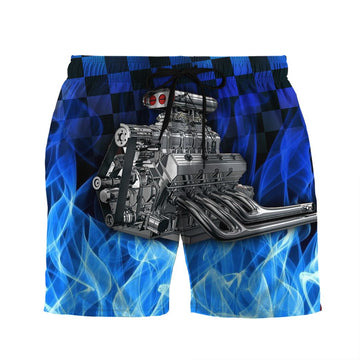 Gearhuman 3D Blue Fire Hot Rod Shorts