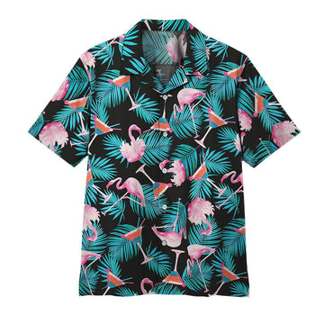 Gearhuman 3D Martini Flamingo Hawaii Shirt